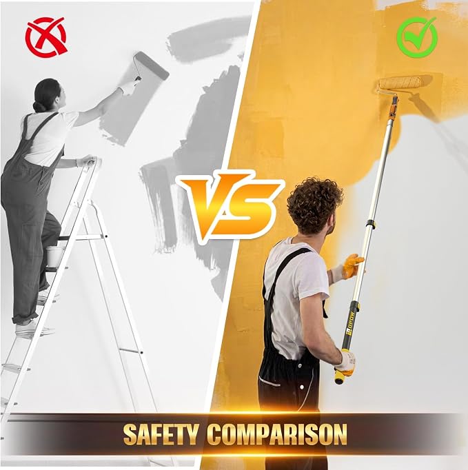 1.5-3ft Paint Roller Extension Pole, Sturdy Aluminum Telescopic Pole with Flip-Lock, Universal Thread, Multi-Purpose Extendable Pole for Indoor Touch-ups, Window Cleaning