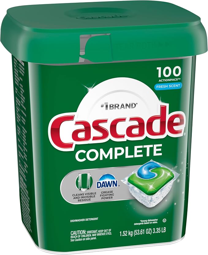 Cascade Complete Dishwasher Pods, Dishwasher Detergent, Dish Detergent Tab Tablets, Fresh, 103 Count (packaging may vary)