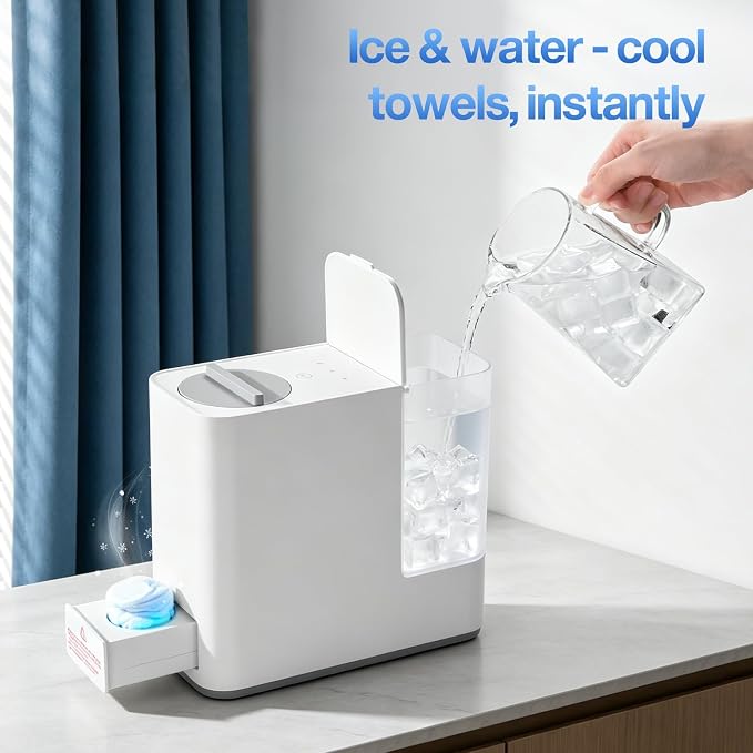 Smart Hot Face Towel Dispenser: Auto 5-10S Heating & Dispensing - Room Temp/131°F/149°F/32°F with Ice - 700ml Water Tank & 20 Disposable Compressed Towels - Portable for Esthetician/Home/Spa