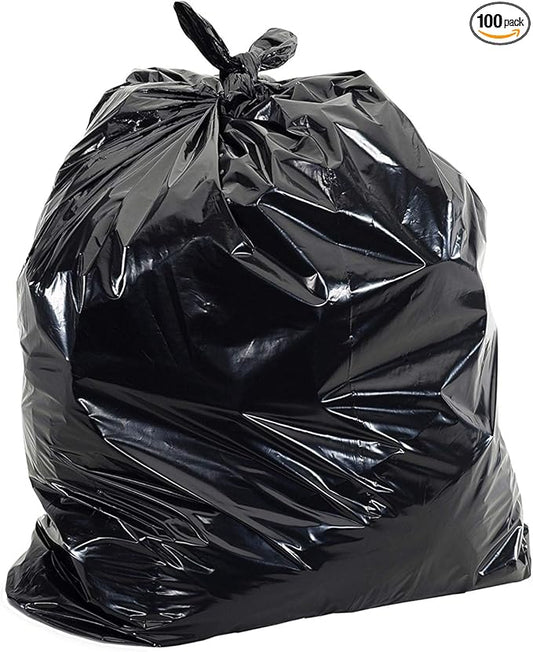 Heavy Duty 56 Gallon Trash Bags - (Huge 100 Pack/w Flap Ties) - 2.0 MIL (Equivalent) 43" x 46" Star Sealed Bottom Thick Garbage Bags for Contractors, Lawn, Leaf, Yard Waste, Commercial Kitchen