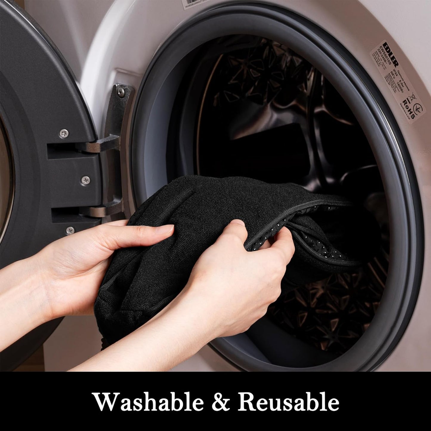 Sunolga 34" Door Draft Stopper Blocks Hot and Cold Air with Removable Washable Cover for Gaps Up to 3", All-Season Seal for Noise, Door Sweep for Bottom of Door and Window, Home Essentials, Black