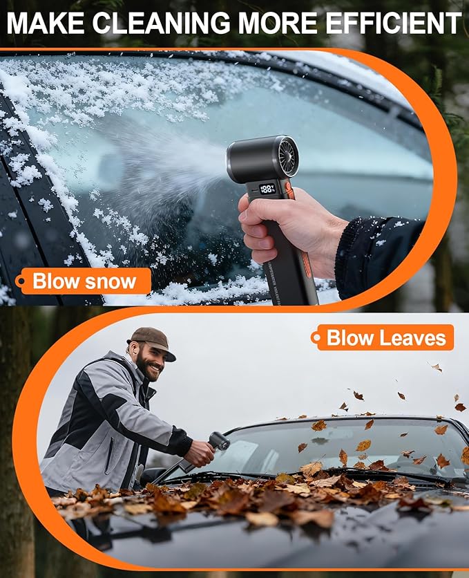Portable Car Battery Jump Starter 6000A Jumper Box Combo Compressed Air Duster & Vacuum Cleaner Function, 12V Battery Charger Booster Power Pack with Turbo Fan, 3-Speed Blower for Snow/Leaves/Dust