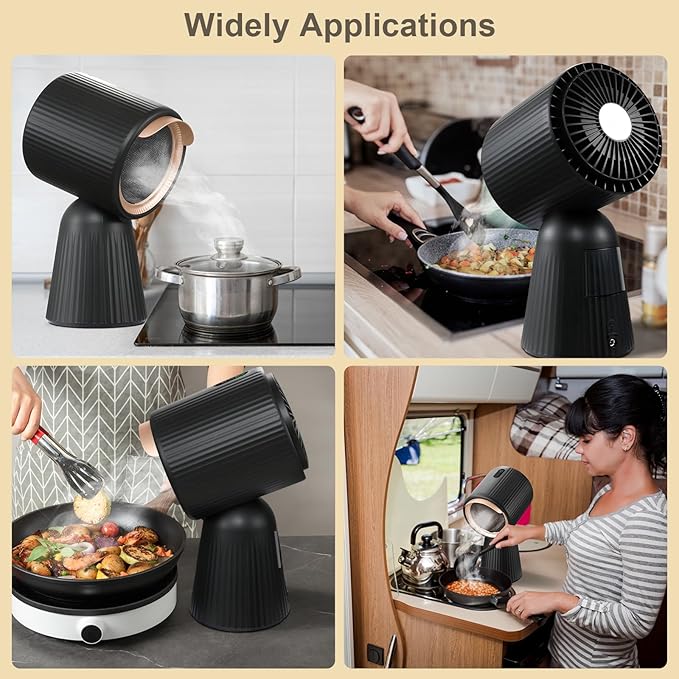 Portable Range Hood, Desktop Range Hood w/ 3 Wind Speed, One Button Control, Portable Kitchen Exhaust Fan with Detachable Filters, Kitchen Hood for Indoor BBQ, Hot Pot