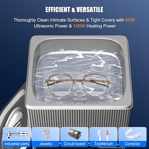 2.5L Ultrasonic Cleaner with Heater & Digital Timer 40KHz Stainless Steel Ultrasonic Jewelry Cleaner for Glasses Dentures Watches Parts Tools Carburetor & Circuit Board - CE/FCC/RoHS Certified
