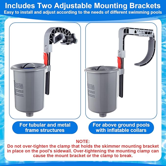Tujoe Above Ground Pool Surface Skimmer with 5 Foot Leaf Skimmer Net and 20 Pool Filter Socks Skimmer Socks, Automatically Cleans Wall Mount Pool Surface Skimmer Pool Maintenance Accessories for Clean