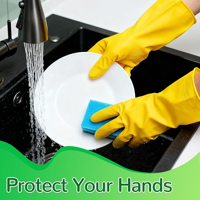 36 Pairs Rubber Dishwashing Gloves, Reusable Household Cleaning Gloves, Long Kitchen Glove for Washing Dishes, Non Slip Rubber Cleaning Glove for Dishwashing, Gardening and Home Use (Yellow)
