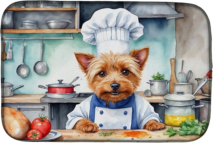 Caroline's Treasures DAC6194DDM Australian Terrier The Chef Dish Drying Mat Absorbent Dish Drying Mat Pad for Kitchen Counter Dish Drainer Mat for Countertop, 14 x 21", Multicolor
