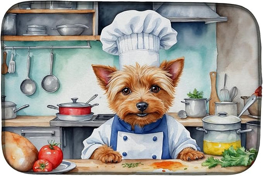 Caroline's Treasures DAC6194DDM Australian Terrier The Chef Dish Drying Mat Absorbent Dish Drying Mat Pad for Kitchen Counter Dish Drainer Mat for Countertop, 14 x 21", Multicolor