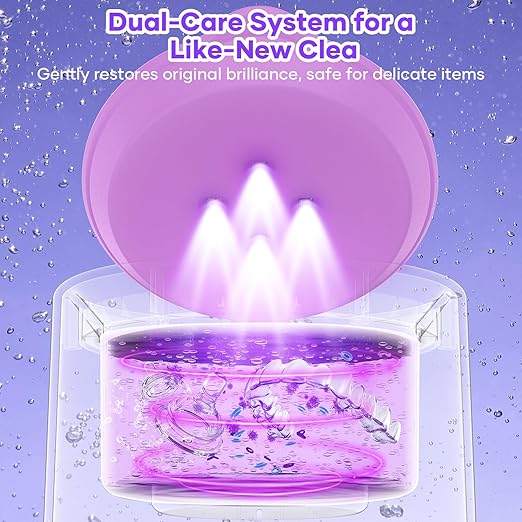 Ultrasonic Cleaner for Retainers & Aligners - 50kHz Dental Pod for Invisalign, Braces, Dentures, Night Guards, 200ml 3 Modes, Deep Clean for Fresh Retainers, Light Purple