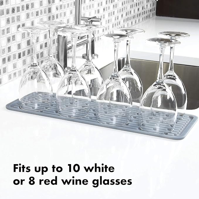 OXO Good Grips Silicone Stemware Drying Mat, Gray - Pack of 2