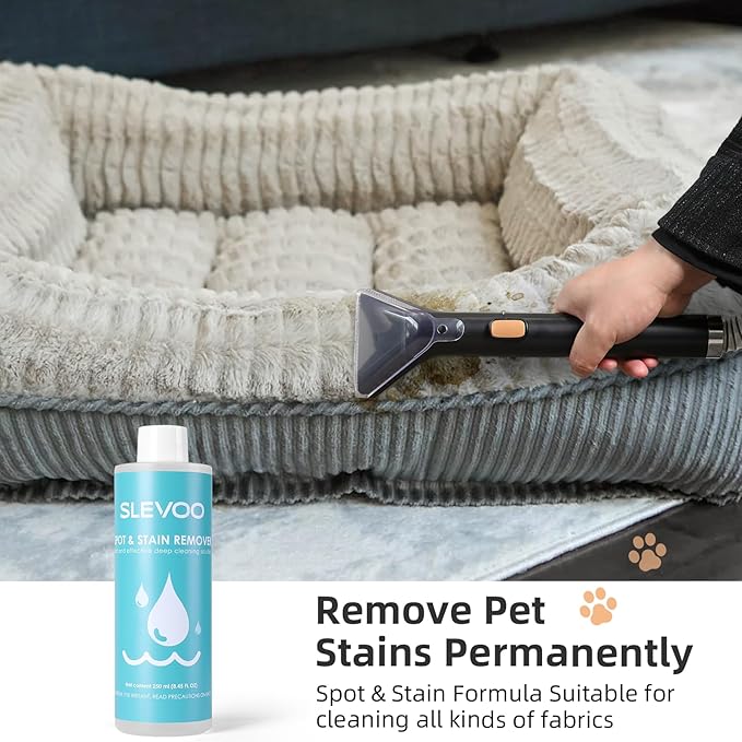 Slevoo 450W Portable Carpet Cleaner Machine with 1 Bottle Cleaning Solutions, Strong Suction Upholstery and Furniture Cleaner for Cleaning Stairs, Car Interiors, for Pet Footprint, Dust, Oil (Orange)