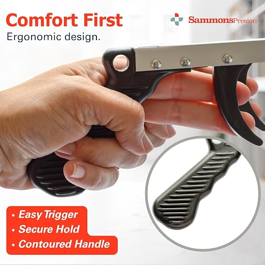 Sammons Preston Reacher, 26" Lightweight Grabber Reacher Tool with Magnetic Tip, Ergonomic Grip & Claw Jaw, Portable Reaching Aid for Seniors, Daily Living & Home Use, Standard Silver, Folding, 2 pack