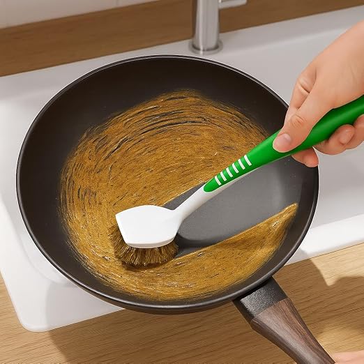 Libman Brass Brush Pot Scrubber - Metal Wire Brass Pot Brush - 3 Pk Wire Scrub Brushes with Pot & Pan Scraper for Cleaning Grills, Skillets, Oven Racks