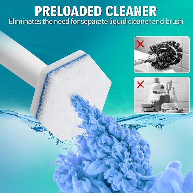 100 Count Toilet Bowl Wand Refills,Disposable Toilet Brush Heads,Cleaner Refill Pads Compatible with Clorox,No Falling Apart,Bathroom Cleaning,Unscented