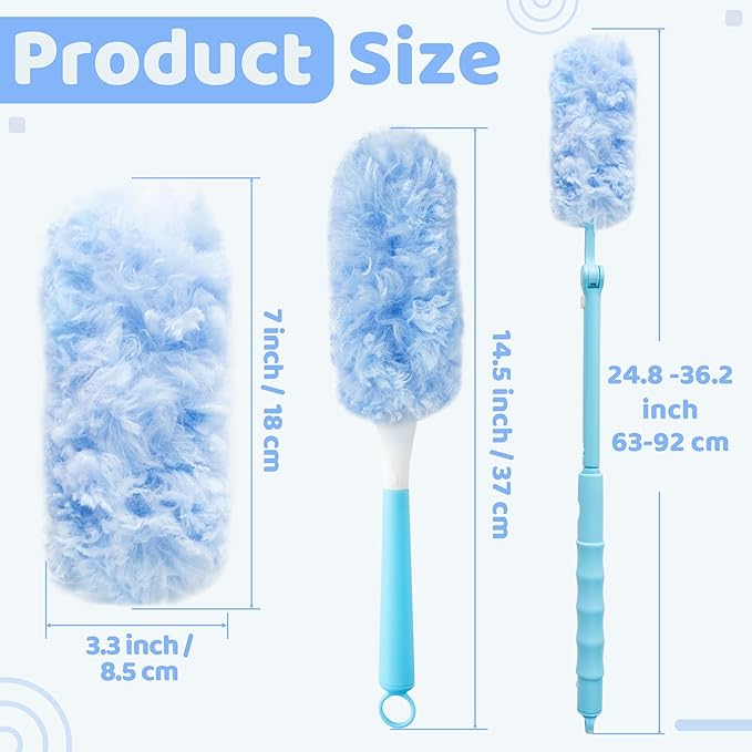 360° Dusters Refills for Cleaning - 80 Count Disposable Feather Duster Kit with 2 Handles, Multi-Surface Microfiber Feather Dusting Cleaner for Furniture Blinds Windows Ceiling Fans (Blue)