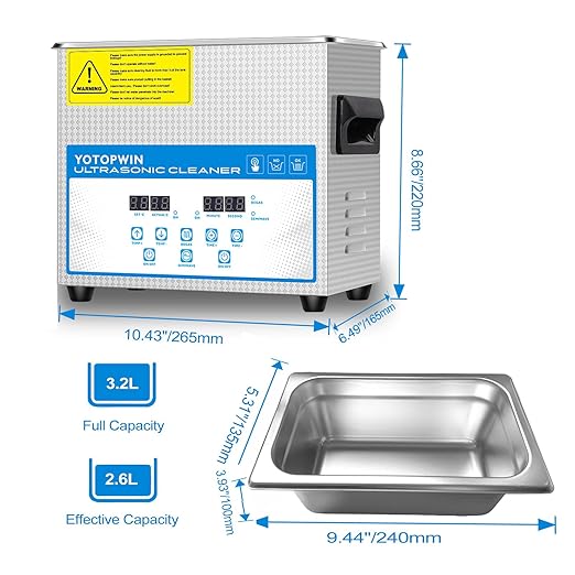 Ultra Sonic Jewelry Cleaner Machine With Digital Timer & Heater Professional Lab Heated Ultrasonic Cleaner,Sonic carburetor Cleaner For Carbs Repairing Tools Automotive Parts Cleaning Equipment (3.2L)