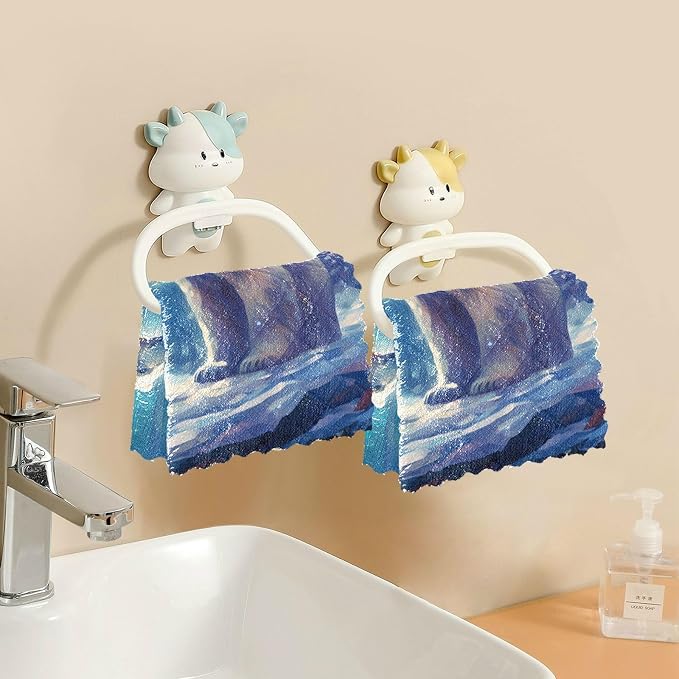 ALAZA Dish Towels - Polar Bear (2) Absorbent Kitchen Towels, Lint Free Bar Tea Soft Towel Kitchen Accessories Set of 6, 11"x11"
