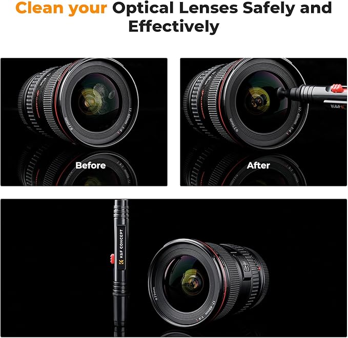 K&F CONCEPT Professional Lens Cleaning Pen*3 with Soft Brush, Carbon Head Lens Cleaning Pen Compatible with Canon, Nikon, Pentax, Sony Digital Camera Cleaning,AR VR Glasses Cleaning