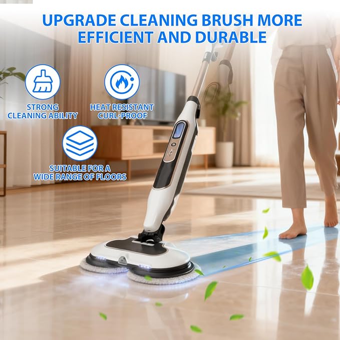 Steam Mop Pads Replacement Brush Head for Shark Steam Mop Professional Cleaning and Polishing Compatible with Shark S8201/S7000/S7001 Series for Deep Cleaning Hard Floors, 8 Mop Pads and 2 Brush Head