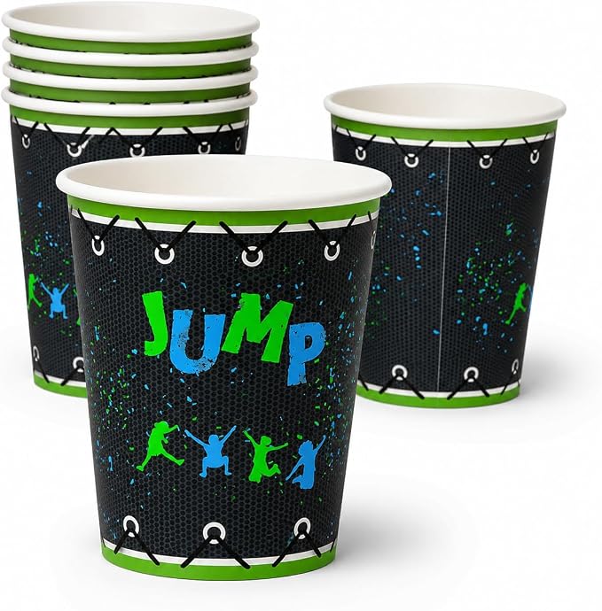 50Pcs Bounce House Trampoline Themed Party Paper Cups Disposable 9oz Paper Cups Supplies Decorations Drinking for Birthday Party Favors