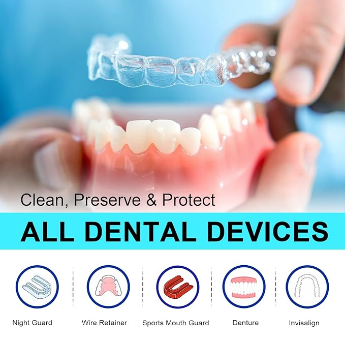 Mysmile Retainer Cleaner with 120 Denture Cleaning Tablets, 3 Min Faster Denture Cleaner Removes Plaque, Odors, Stains from Aligner, Invisalign, Mouth Guard, Night Guard……