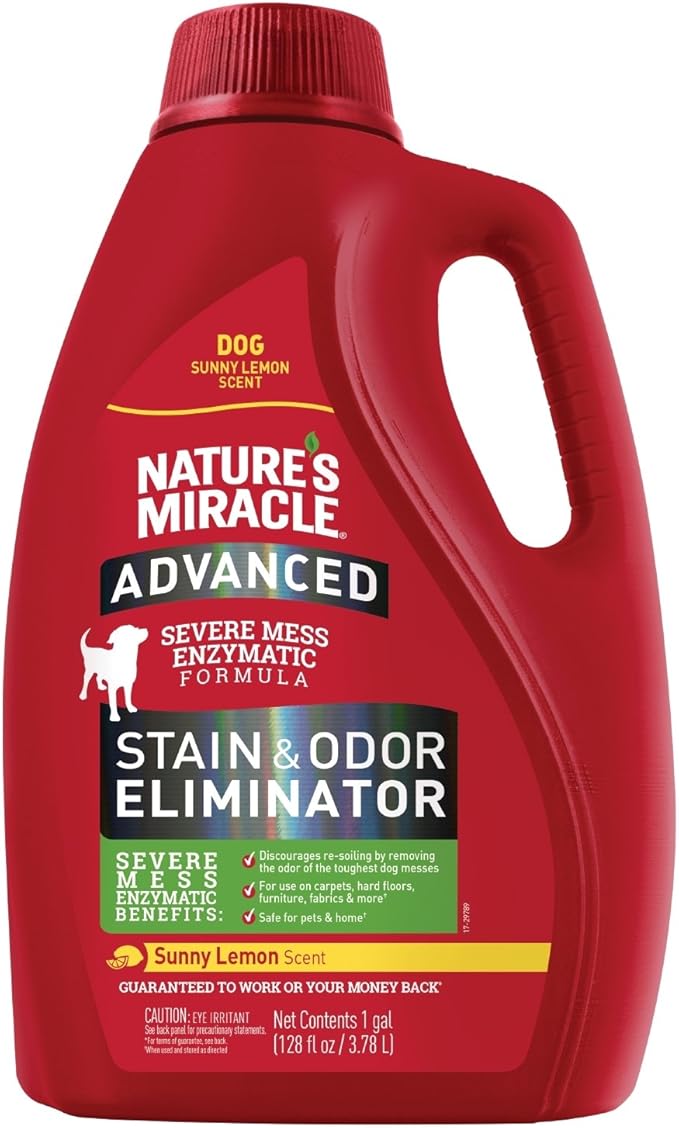 Nature's Miracle Advanced Dog Stain Remover and Odor Eliminator (128 oz) and Advanced Stain & Odor Eliminator for Severe Dog Messes (32 oz)