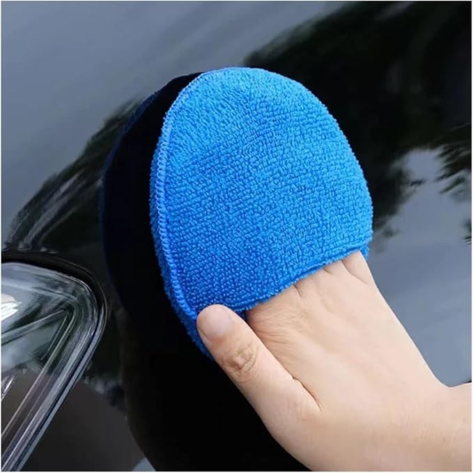 Car Polishing Waxing Sponges Pad 5 Inch 125mm Microfiber Round Motorcycle Auto Wax Applicator Polish Foam Sponges Cleaning Tools(Blue 10pcs)