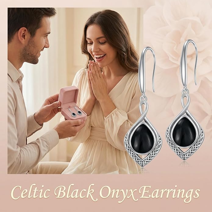 PELOVNY Celtic Knot Filigree Earrings for Women 925 Sterling Silver Moss Agate/Birthstone Infinity Earrings Birthday Christmas Jewelry Gifts for Mom Daughter Wife Sister