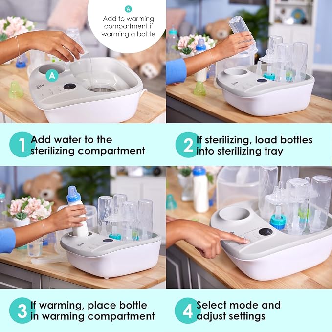 Lil' Jumbl 2-in-1 Baby Bottle Sterilizer & Warmer – Time-Saving Sterilizer & Dryer for Baby Bottles, Pacifiers, Pump Parts & Essentials – Features Precise Temperature Control Bottle Warmer
