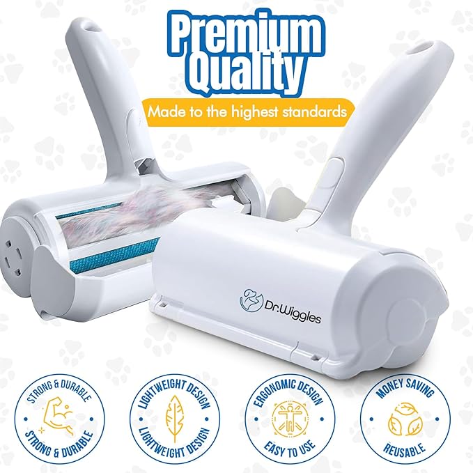 Pet Hair Removal Broom, Handheld Pet Hair Removal Rake & Reusable Lint Roller, Telescopic 56"" Adjustable Handle, Pet Hair Remover for Furniture, Carpet, Rugs, Cars and Bedding