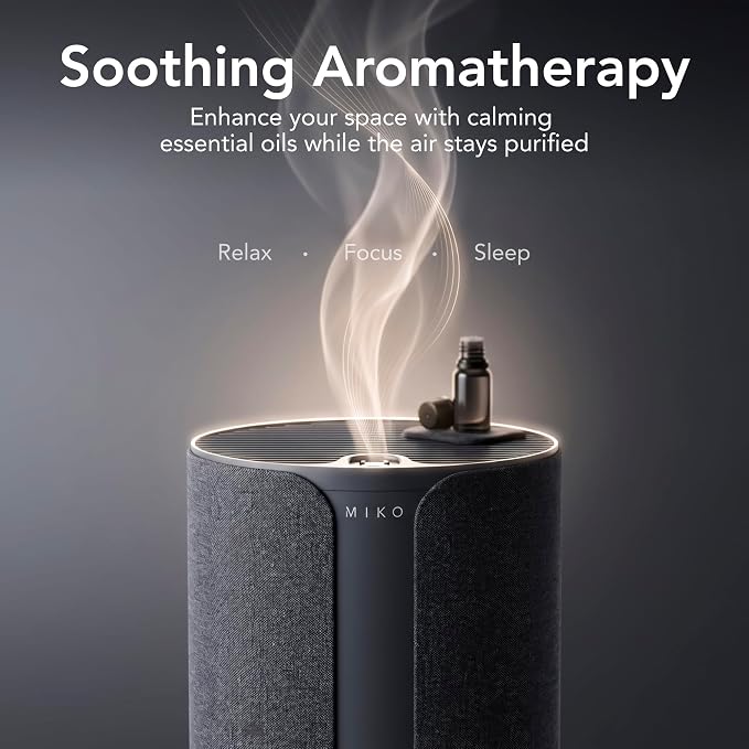 Miko Ibuki 2.0 Air Purifier for Home with App Control, H13 HEPA Filter, Ionizer, Aromatherapy, 5 Fan Speeds, Touch Panel & Timer – Covers Up to 1500 Sq Ft