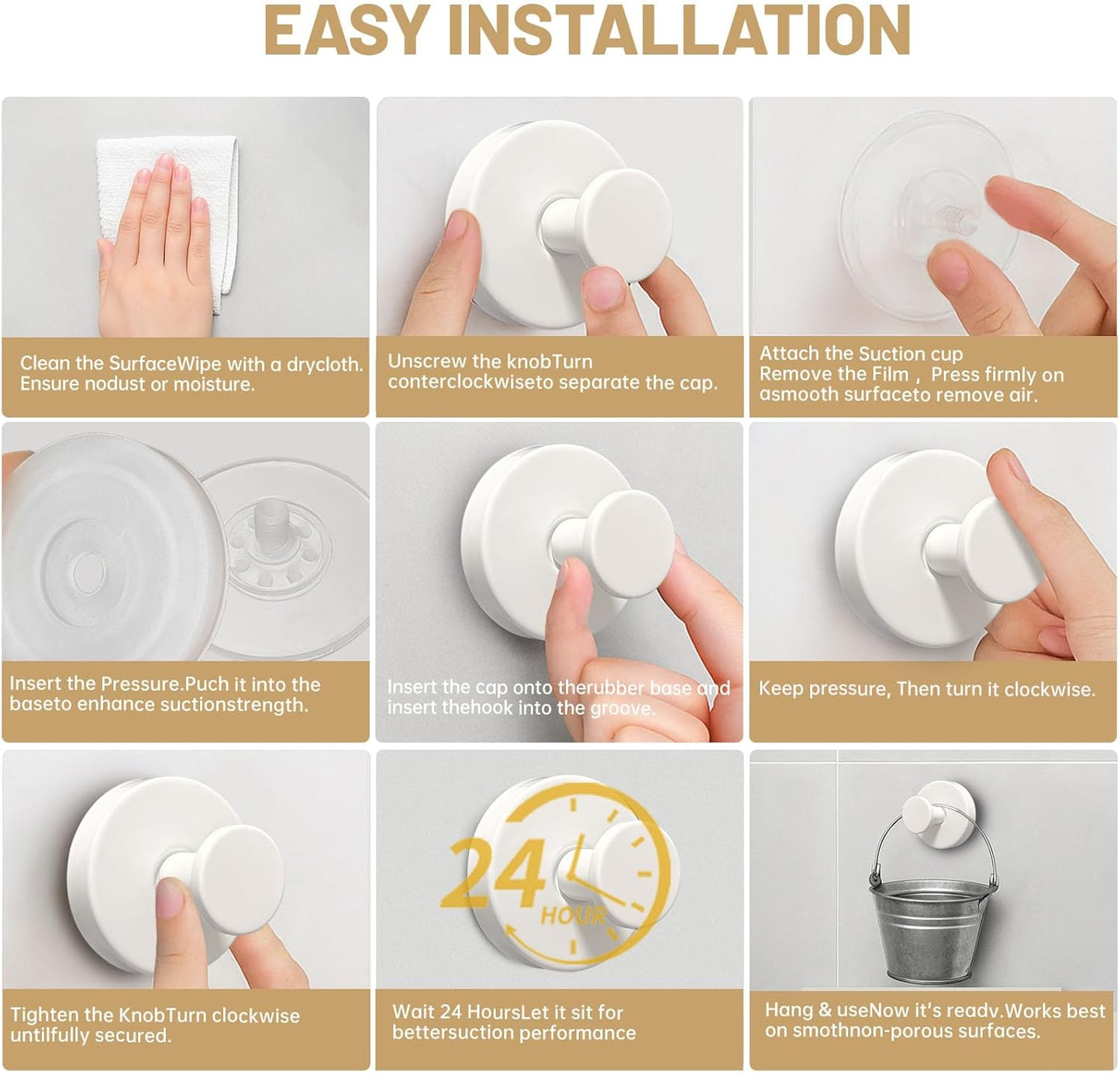 4pcs Suction Cup Hooks for Shower,Shower Towel Suction Hooks,No Drill Towel Hooks for Bathroom Wall,Kitchen,Glass,Mirror,Tile to Hang Towels,Robes,Loofah (White)