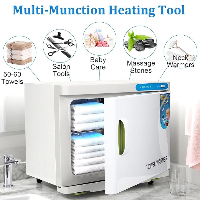 Hot Towel Cabinet 23L, Hot Towel Warmer Cabinet with LED Temperature Display, Extra Large Capacity Heater for Spa, Massage, Salon, Home Use (White 23L)