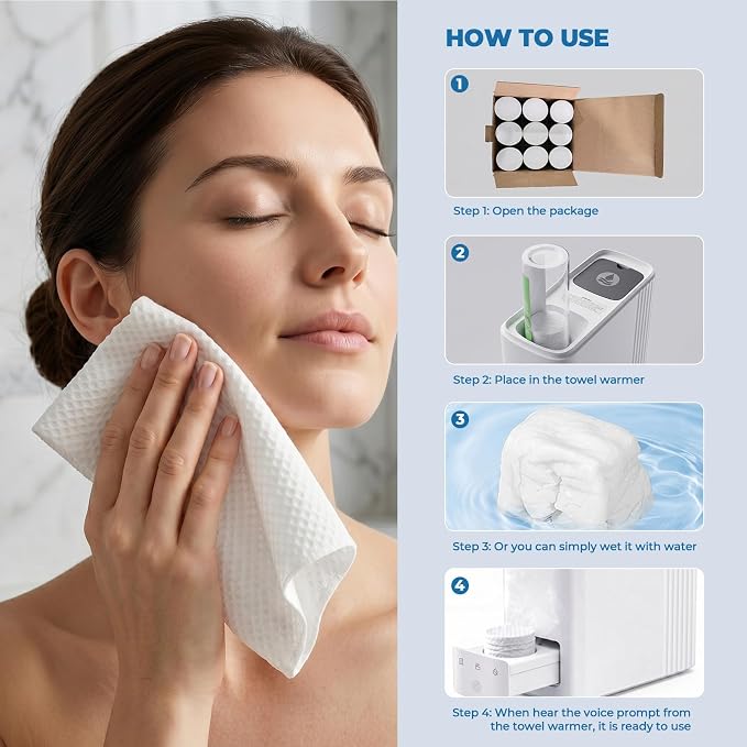 180 Pcs Compressed Face Towel Refills (9 Tubes) for Hot Towel Dispenser, Disposable Bamboo Refill Pucks for Smart Hot Face Towel Heater Machine, Daily Skincare Bathroom Spa