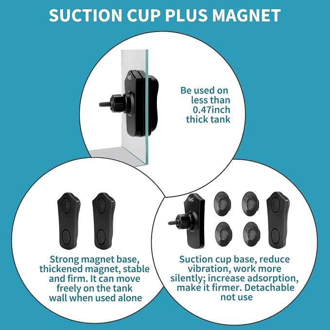 hygger 4200GPH Double Head Aquarium Circulation Pump, Quiet 12W Aquarium Wave Maker, with Strong Magnetic Suction Base, 360°Adjustable Power Head, for 110~240 Gal Tank