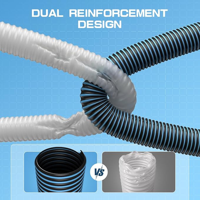 Professional Pool Vacuum Head and Hose, 360° Swivel Cuff 1-1/2" x 40 Ft Heavy Duty Flexible Vacuum Hoses, Weighted Manual Triangular Head with Bottom Brush for Inground & Above Ground Pool(No Pole)