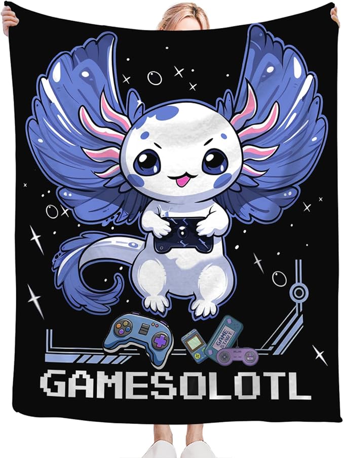 Tijuboni Axolotl Gaming Throw Blanket Game Gifts for Girls Boys Women Men Kids Adults Soft Flannel Fleece Blanket for Couch Sofa Bed Home Decor 40"x50"