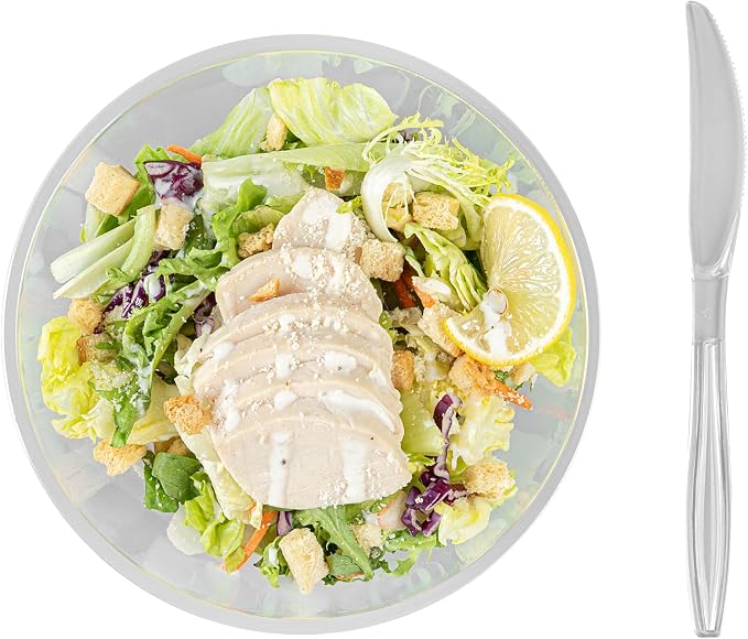 Restaurantware Moderna 7.3 Inch Disposable Knives 250 Recyclable Plastic Knives - Crack-Resistant For All Types Of Meals Clear Plastic Cutlery