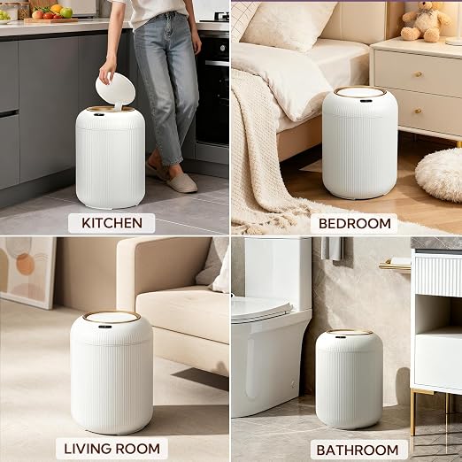 VZZNN 2 Pack Automatic Motion Sensor Trash Can with Lid,3 Gallon Slim Electric Garbage Can for Bathroom,Kitchen,Bedroom and Office,Waterproof