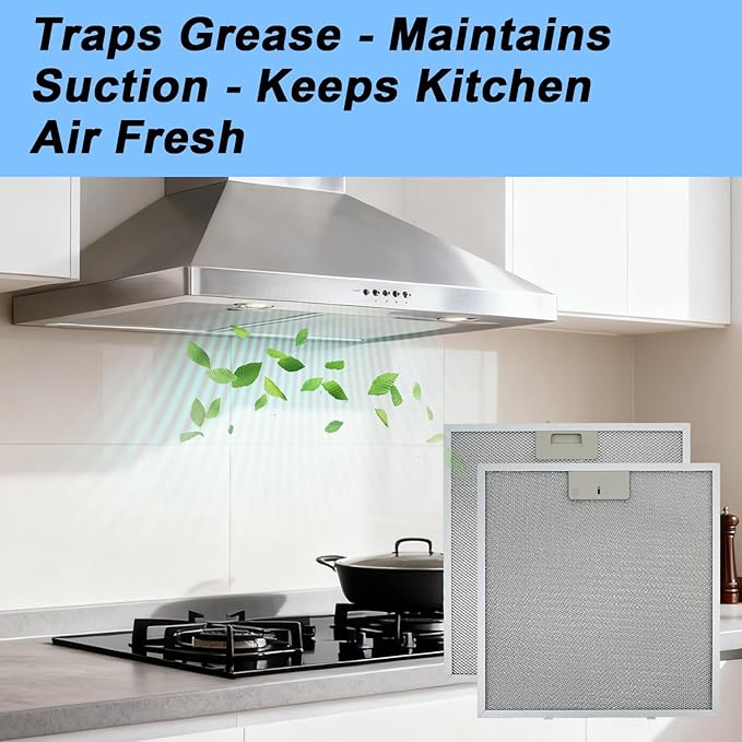 2-Pack Range Hood Grease Filters 14-3/8 X 13-1/2 Inches Compatible with Vissani 30-inch Pyramid Wall Mount Range Hood 5-Layer Aluminum Mesh Replace#: WA0575