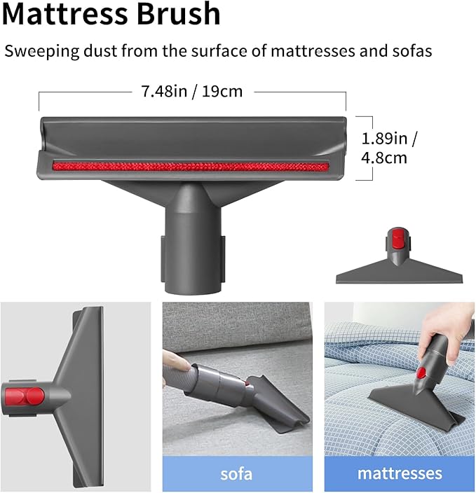 Replacement Attachment Kit compatible with Dyson V7 V8 V10 V11 V15 Absolute Animal Vacuum Cleaner, Flexible Extension Hose Mattress Tool Stiff Brush Soft Bristle Attachment, and Flexible Crevice Tool