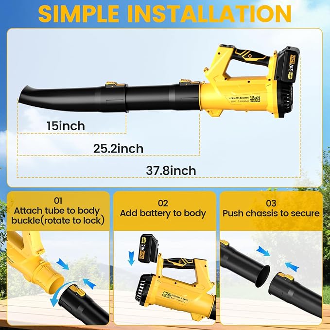 2025 Upgrade Cordless Leaf Blower with 2×4.0Ah Batteries & Fast Charger, 150MPH 500CFM Powerful Cordless Blower, 6-Speed, for Lawn, Yard, Leaves Cleaning