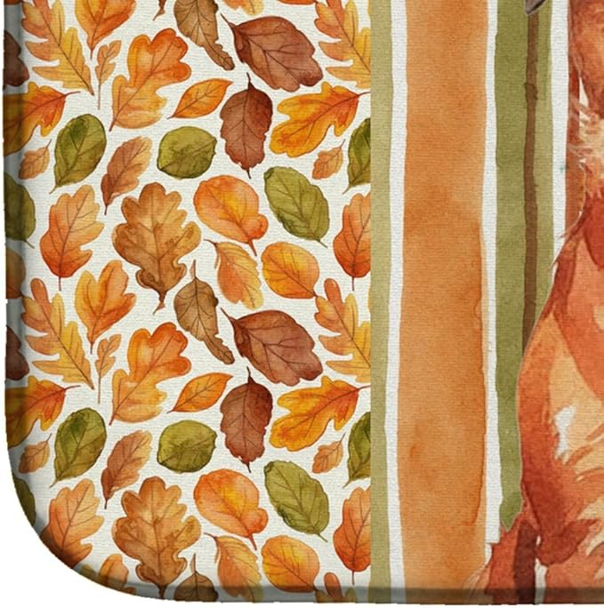 Caroline's Treasures Red Border Terrier Heirloom Fall Dish Drying Mat Absorbent Dish Drying Mat Pad for Kitchen Counter Dish Drainer Mat for Countertop, 14 x 21", Multicolor