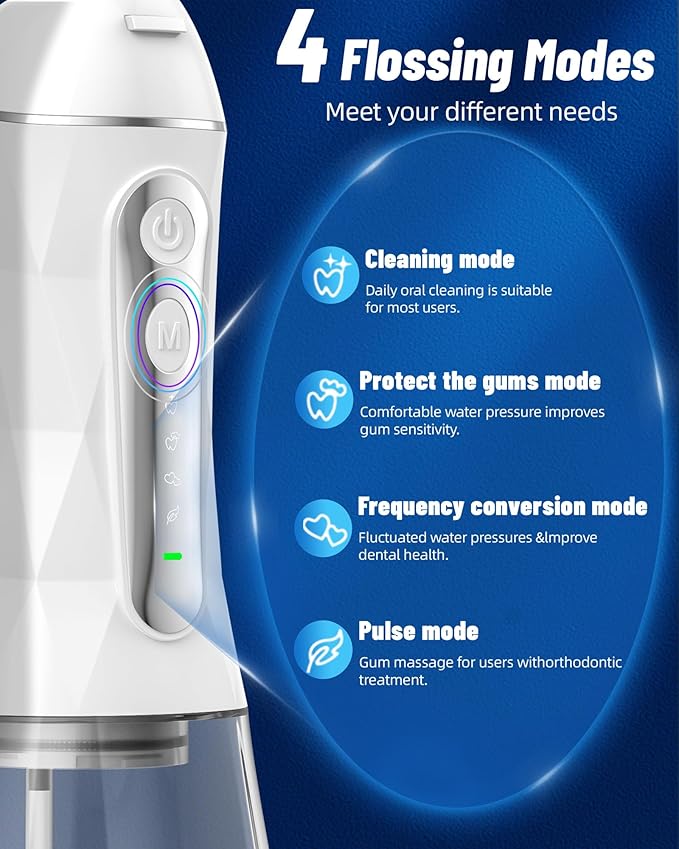 Water Flosser and Electric Toothbrush Combo,2-1 Oral Clean Kit, 5-Speed Sonic Electric Toothbrush & 4-Speed Portable Water Flosser to Clean Teeth and Protect Gum Health, IPX7 (White-Set)
