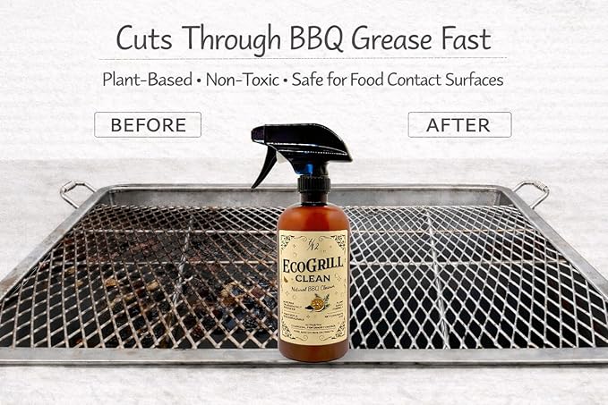 All-Natural BBQ Grill Cleaner & Degreaser | Spray, Wait & Wipe - Plant-Based Heavy Duty Griddle Cleaner, Fresh Citrus Scent, Non-Toxic Fume-Free Formula | Safe for Grill Grates, Smokers and Flat Tops