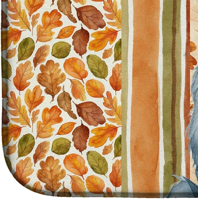 Caroline's Treasures Blue-Gray Scottish Deerhound Heirloom Fall Dish Drying Mat Absorbent Dish Drying Mat Pad for Kitchen Counter Dish Drainer Mat for Countertop, 14 x 21", Multicolor