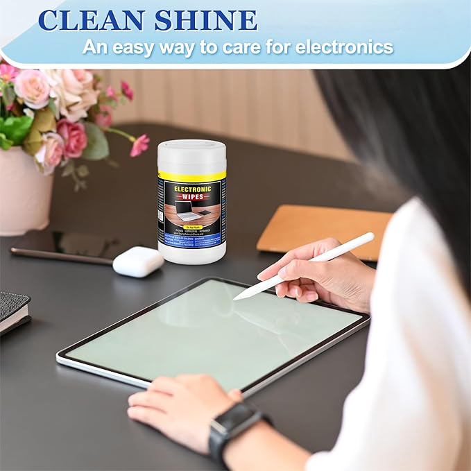 Threlaco 4 Pack 240 Count Electronic Wipes Screen Cleaner Wipes for Computer Laptop Monitor Lens Phone TV Screens Keyboard Cleaning
