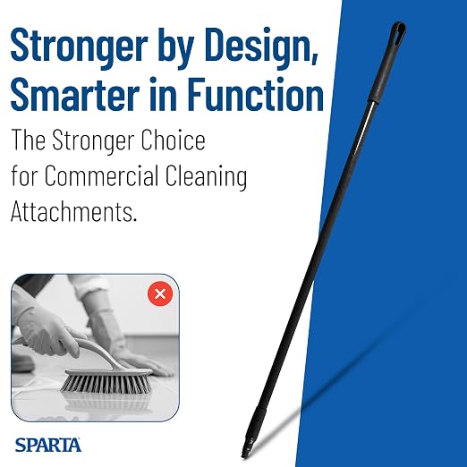 SPARTA 48" Fiberglass Replacement Handle with 3/4" Acme Thread Tip, Polyester Veil Reinforced, Hanging Cap, Commercial Cleaning, Black (Pack of 12)