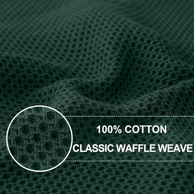 Homaxy 100% Cotton Oversized Waffle Weave Kitchen Dish Towels, Ultra Soft Absorbent Quick Drying Cleaning Towel, 20x28 Inches, 8-Pack, Blackish Green