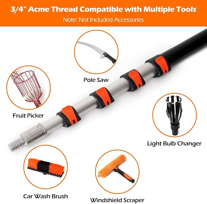 AgiiMan 26FT Reach Telescoping Pole - 5 to 20FT Extension Pole, Portable Aluminum Telescoping Rod with Easy Flip Lock, Paint Roller Extension Poles for Paint Dusting, Window Cleaning